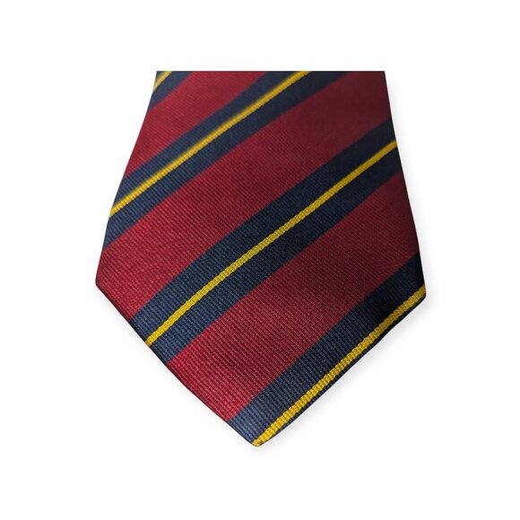 Land's End Red Diagonal Striped 100% Silk Tie - Picture 3 of 7
